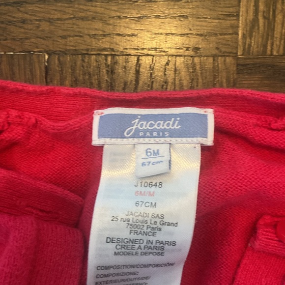 Jacadi Pink cardigan sweater with ruffle details. Like new - Picture 2 of 4